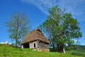 Wooden stable with thatched roof Royalty Free Stock Photo