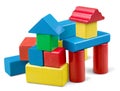 Toy wooden blocks stack, tower of blank multicolor Royalty Free Stock Photo