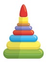 Wooden stacking toy. Colorful pyramid in cartoon style Royalty Free Stock Photo