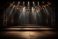 Wooden Stage and Lights. A Captivating Performance Setting. AI