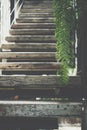 Wooden staircase of home vintage style Royalty Free Stock Photo