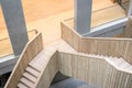 Wooden staircase in a modern office building Royalty Free Stock Photo