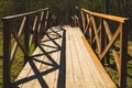 Wooden staircase in the park. stairs made from the wood in the forest Royalty Free Stock Photo