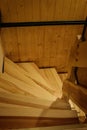Wooden staircase in a small house in the mountains Royalty Free Stock Photo
