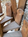 Wooden staircase with small steps at Sapanta Monastery