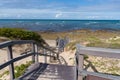 Wooden staircase to sandy beach at Port Elizabeth, South Africa Royalty Free Stock Photo