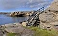 stairecase along the sea of the Swedish rocky coast Royalty Free Stock Photo