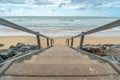 Wooden stairs of Boa Viagem beach in Recife, PE, Brazil Royalty Free Stock Photo