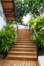 Wooden stairs in the garden Royalty Free Stock Photo