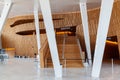 Wooden stairs and interior of modern opera house building, Oslo, Norway Royalty Free Stock Photo