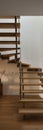 Wooden stairs in interior, vertical panorama Royalty Free Stock Photo