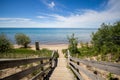 Wooden Stairs Lead To A Lake Michigan Beach