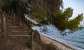 Wooden stairs leading path to a beach Royalty Free Stock Photo