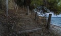 Wooden stairs leading path to a beach Royalty Free Stock Photo