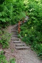wooden stairs leading to a park with children's attractions, the city of Vodnany