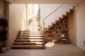 Wooden stairs in a modern office. Scandinavian style Royalty Free Stock Photo