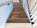 Wooden stairs, modern staircase, home interior Royalty Free Stock Photo