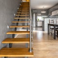 Wooden stairs in modern villa Royalty Free Stock Photo