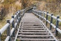 Wooden stairs on Mt. Usu or Ususan at Hokkaido, Japan