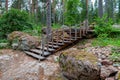 Wooden stairs on nature hiking trail in forest, Finland. Royalty Free Stock Photo