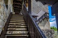 Wooden stairs in old historic Old Castle of Celje, Slovenia Royalty Free Stock Photo