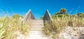 Wooden stairs over sand dune and grass at the beach in Florida USA Royalty Free Stock Photo