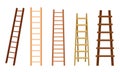 Wooden Stairs or Step Ladders for Domestic and Construction Needs Vector Set