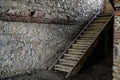 Wooden stairs to the attic in an old farm house Royalty Free Stock Photo