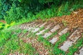 Wooden stairs to descend from the hill to the lake Peipsi. Royalty Free Stock Photo