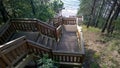 Wooden stairs to Kawcza Mountain in the Wolin National Park