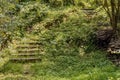 Wooden stairs up side of hill on mountainside Royalty Free Stock Photo