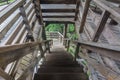 Wooden stairs in the wooden tower, Chanthaburi.