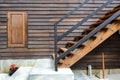 Wooden stairs with wooden window