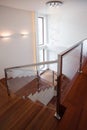 Wooden stairway in luxury house