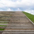 Wooden stairway to heaven with grass, copy-space Royalty Free Stock Photo