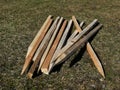 Wooden stakes in a pile Royalty Free Stock Photo