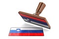 Wooden stamper, seal with Slovenian flag, 3D rendering