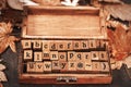 Wooden stamps alphabet