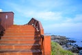 Wooden stairs next to beach Royalty Free Stock Photo