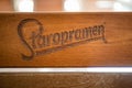 Wooden Staropramen rustic beer logo. Royalty Free Stock Photo