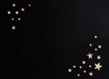 Wooden stars on a black background. Chalk board. Postcard. Dad`s day concept. Men`s Day. Night. Astronomy