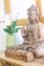 Wooden Statue of Buddha and .incense