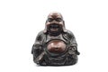 Wooden statue of chinese buddha on white backgroundwith copy space Royalty Free Stock Photo