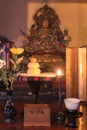 Wooden statue depicting one of the Seven Lucky Gods, the goddess of Art Benzaiten in the Tendai Buddhism Gokokuin temple