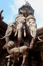 Wooden statue Erawan elephant in Sanctuary of Truth