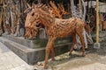 Wooden statue of a horse. Art and work of Balinese artists. Wood