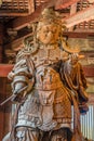 Wooden statue of Komokuten guardian (Deva king) One of Celestial Guardians of Four Directions at Daibutsu-den (Great Buddha Hall) Royalty Free Stock Photo