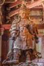 Wooden statue of Komokuten guardian (Deva king) One of Celestial Guardians of Four Directions at Daibutsu-den (Great Buddha Hall) Royalty Free Stock Photo