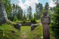 Wooden statue of a monk in Slovakia