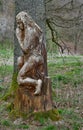 Wooden statue, praying woman, South Bohemia